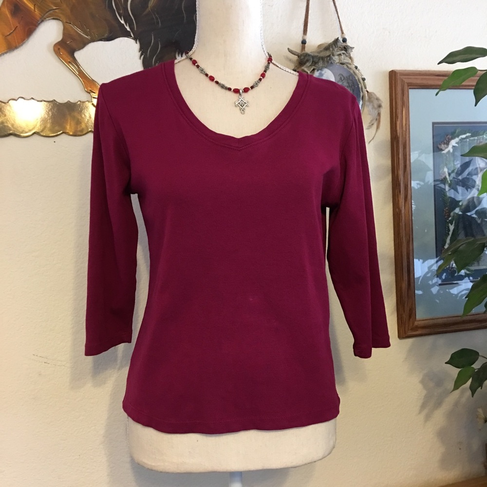 Mossimo raspberry 3/4 sleeve soft top S